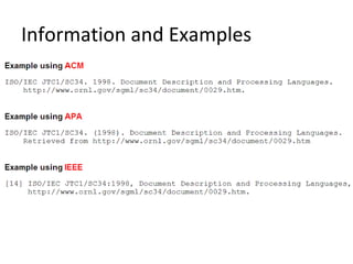 Information and Examples
 