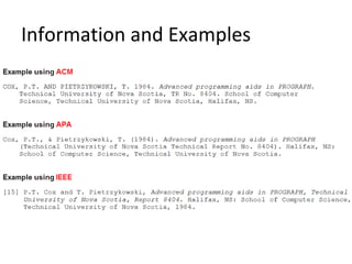 Information and Examples
 