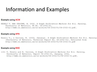 Information and Examples
 