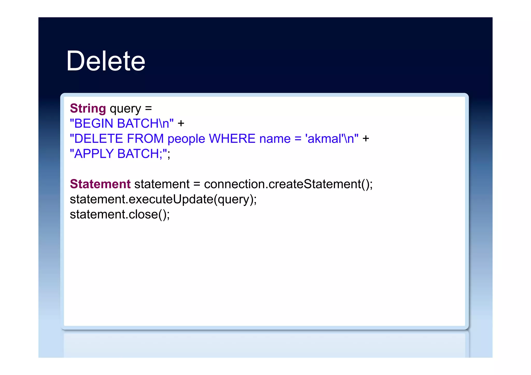 Document store
•  Represent rich, hierarchical data structures,
reducing the need for multi-table joins
•  Structure of the documents need not be known a
priori, can be variable, and evolve instantly, but
a query can understand the contents of a
document
•  Use cases: rapid ingest and delivery for evolving
schemas and web-based objects
 
