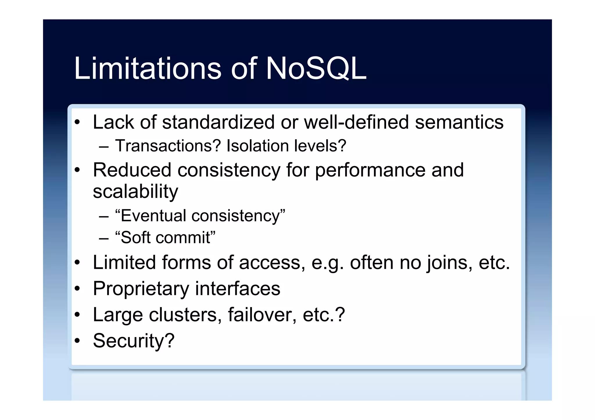 Relational vs. NoSQL
Source: Getty Image ID WCO_016
 