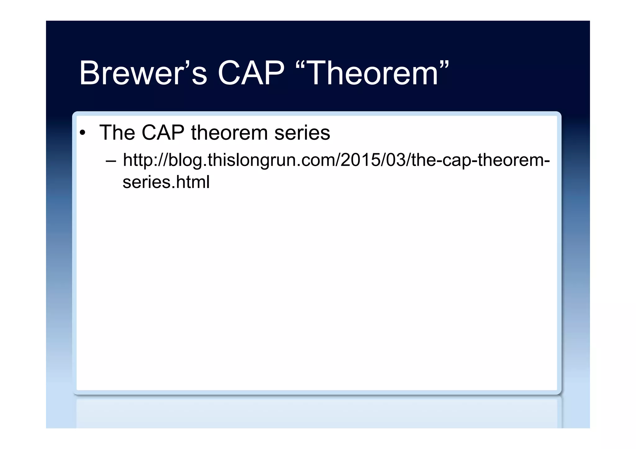Free books ...
•  Enterprise NoSQL for Dummies
–  http://www.nosqlfordummies.com/
•  Graph Databases
–  http://www.graphdatabases.com/
 