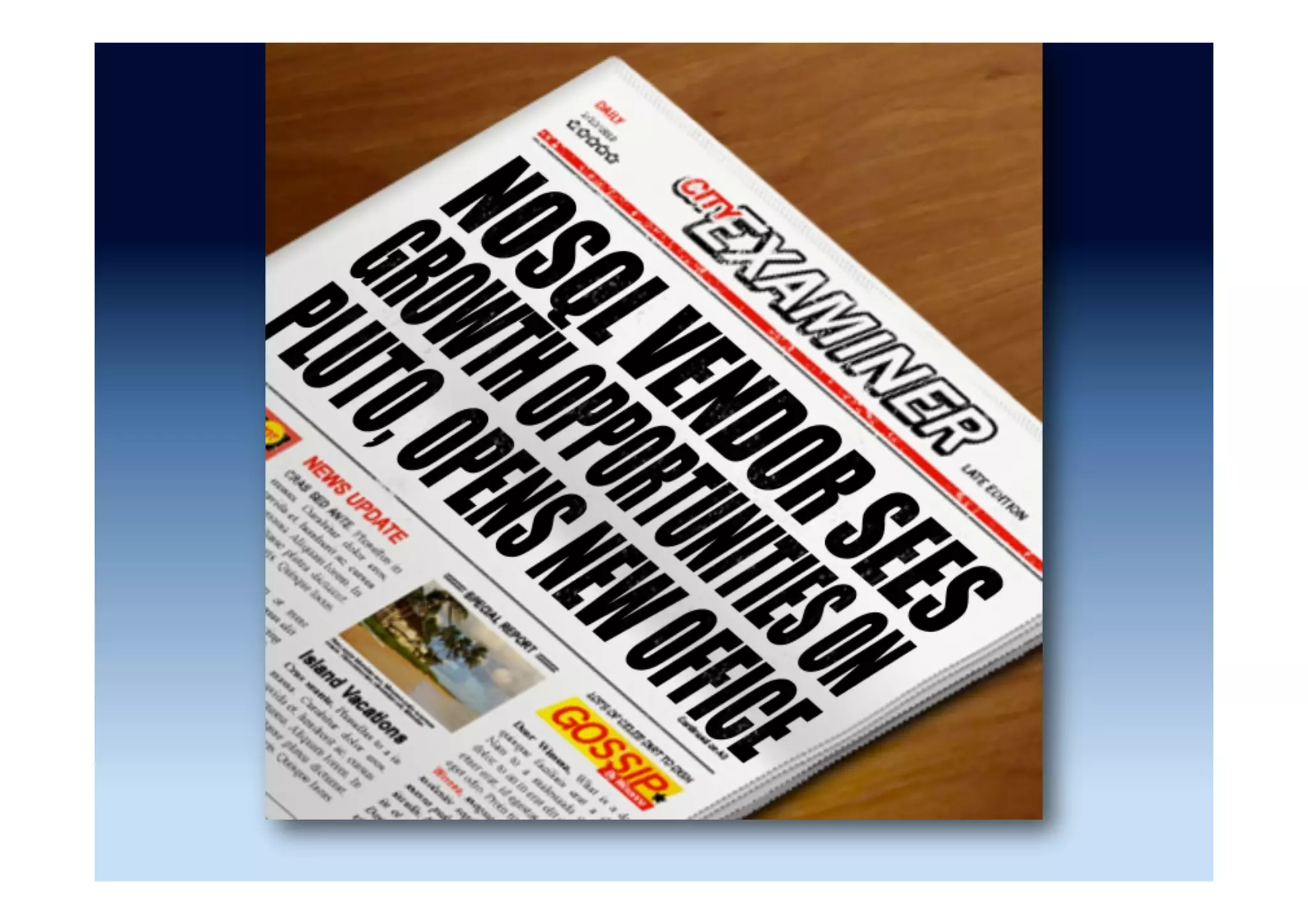 Performance benchmarks ...
•  MySql vs MongoDB performance benchmark
–  http://www.moredevs.com/mysql-vs-mongodb-
performance-benchmark/
•  Postgres Outperforms MongoDB and Ushers in
New Developer Reality
–  http://blogs.enterprisedb.com/2014/09/24/postgres-
outperforms-mongodb-and-ushers-in-new-developer-
reality/
 