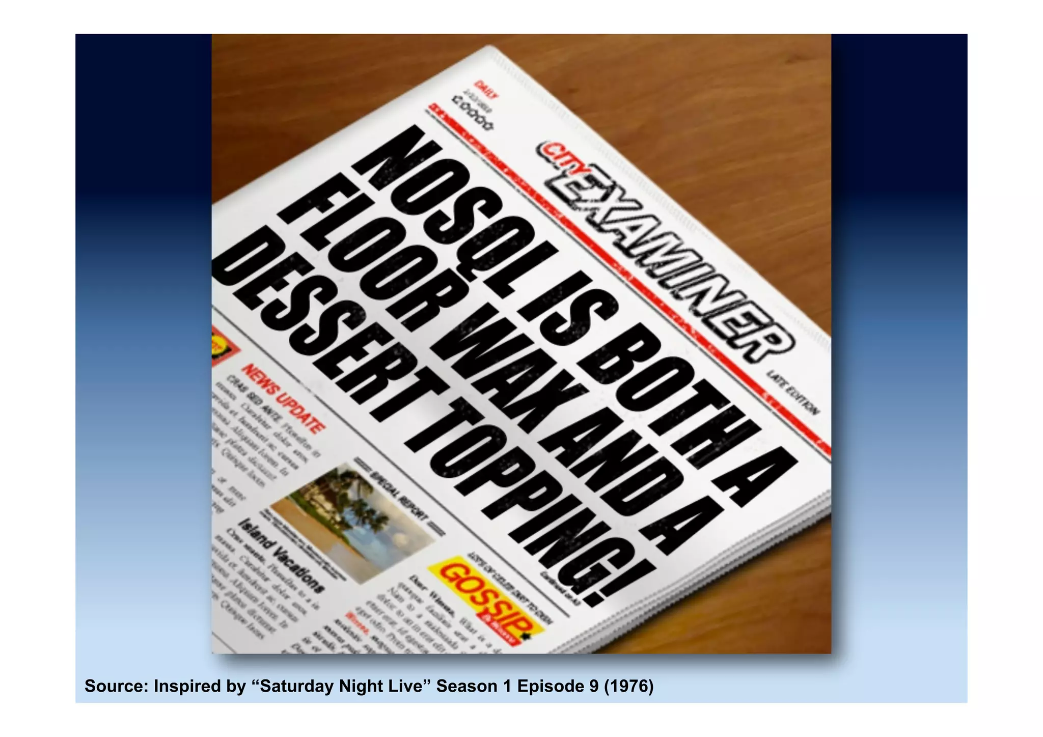 Source: Inspired by “Why MongoDB is Awesome” John Nunemaker (15 May 2010) and “Why Neo4J is
awesome in 5 slides” Florent Biville (29 October 2012)
 