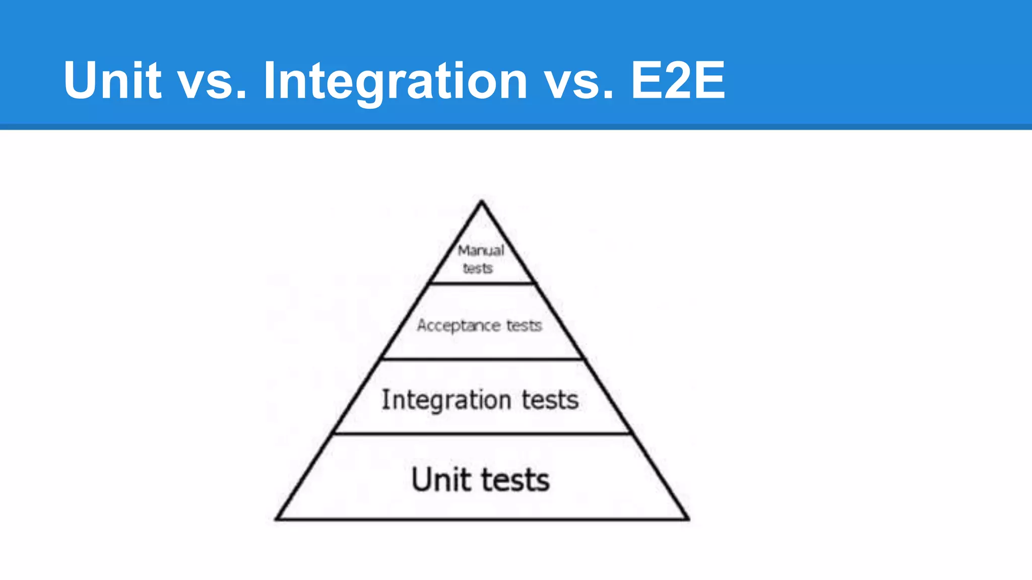 Unit vs. Integration vs. E2E 
 