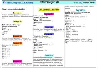 Solution Algorithmique Cours d'algorithmique | PDF