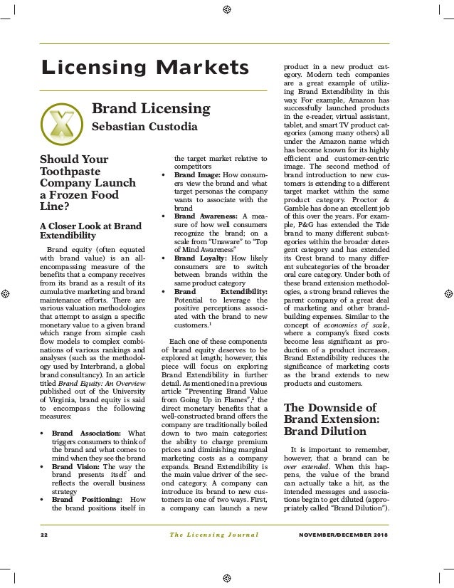 The Licensing Journal, November 2018 Should Your Toothpaste Company