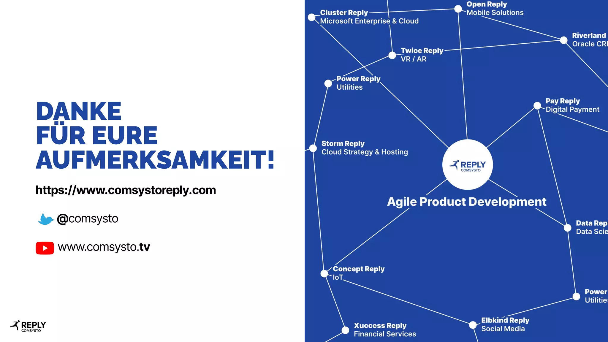 DANKE
FÜR EURE
AUFMERKSAMKEIT!
https://www.comsystoreply.com
@comsysto
www.comsysto.tv
 