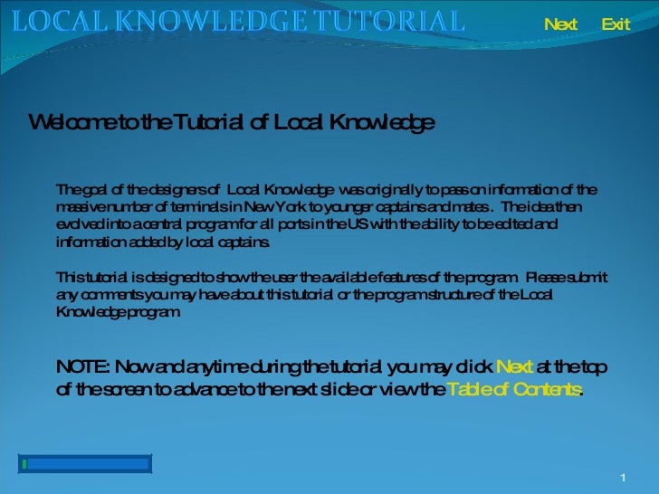 Local Knowledge Tutorial
