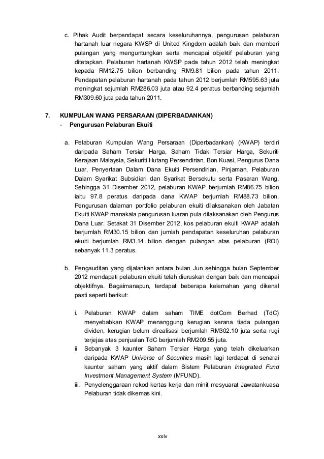 Laporan Ketua Audit Negara 2012 Siri 1 Badan Berkanun Persekutuan