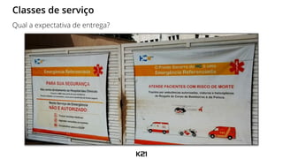 Classes de serviço
Qual a expectativa de entrega?
 