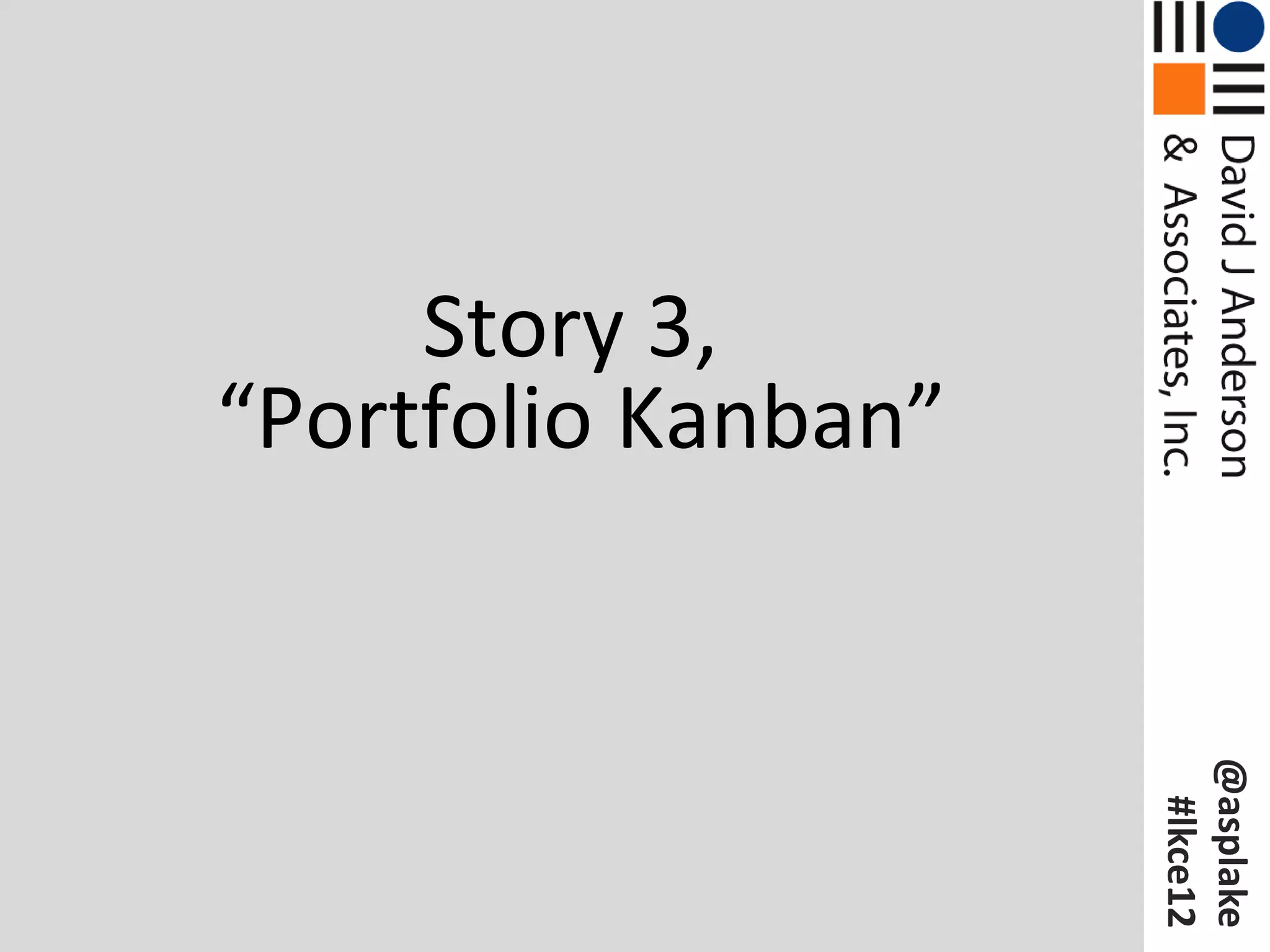 Story 3,
“Portfolio Kanban”




                     @asplake
                      #lkce12
 