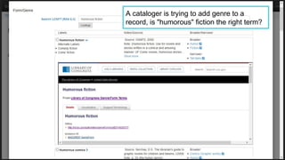 A cataloger is trying to add genre to a
record, is "humorous" fiction the right term?
 
