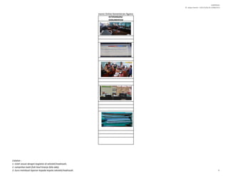 LAMPIRAN I
SE. Sekjen Nomor : SJ/B.II/2/Kp.02.3/488/2015
KETERANGAN/
DOKUMENTASI
Presensi Online Kementerian Agama
Catatan :
1. Isilah sesuai dengan kegiatan di sekolah/madrasah;
2. Lampirkan bukti fisik hasil kinerja (bila ada);
3. Guru membuat laporan kepada kepala sekolah/madrasah. 5
 