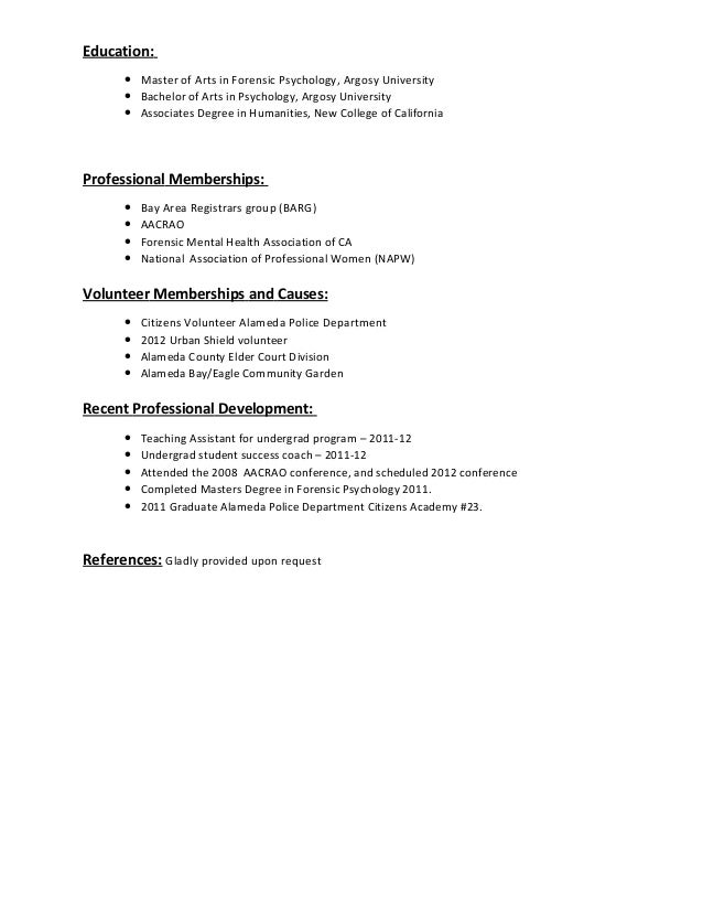 master degree resumes