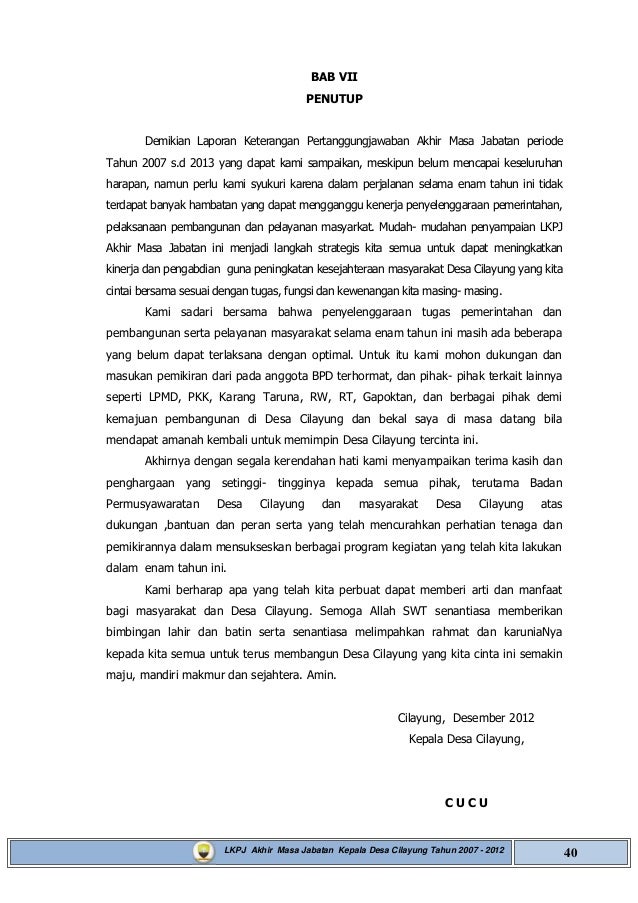 Lkpj Akhir Masa Jabatan Kepala Desa Cilayung