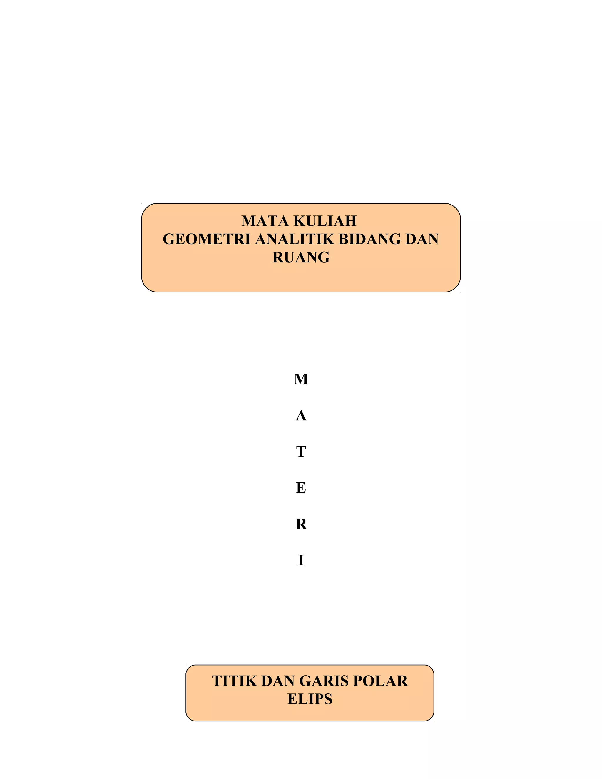 M
A
T
E
R
I
TITIK DAN GARIS POLAR
ELIPS
MATA KULIAH
GEOMETRI ANALITIK BIDANG DAN
RUANG
 