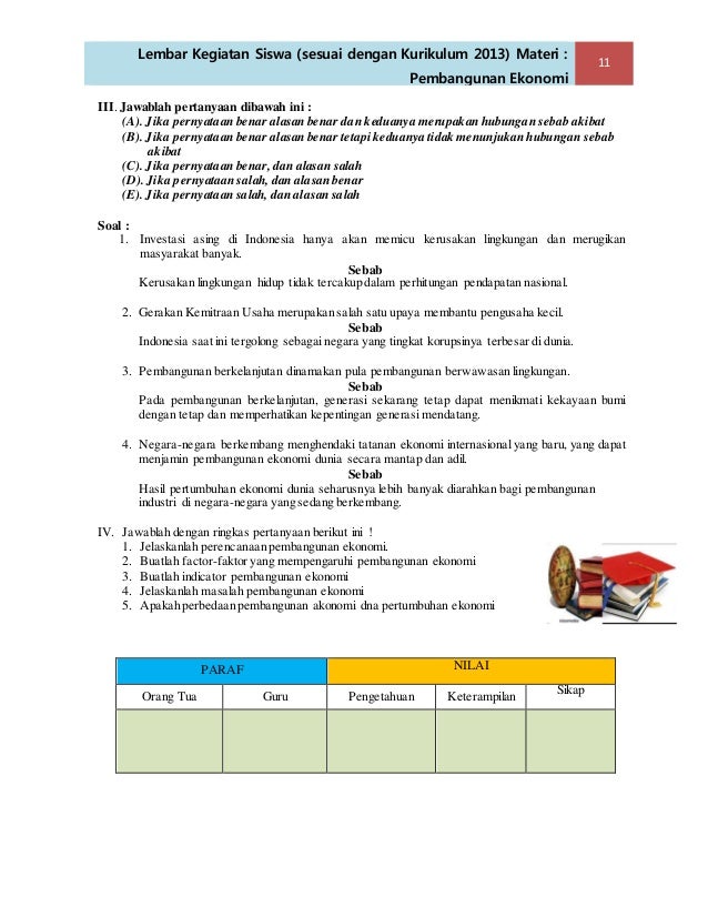 Contoh Lembar Kerja Siswa Kegiatan Ekonomi