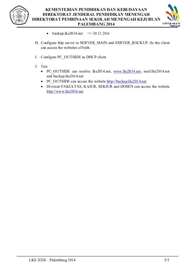 Contoh Soal LKS IT Network 2014 Di Palembang Modul 2