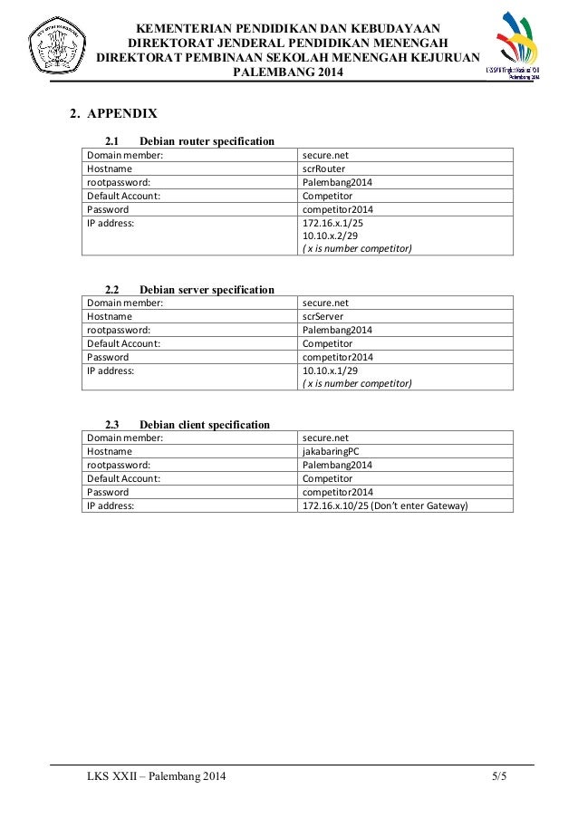 Contoh Soal LKS IT Network 2014 Di Palembang Modul 3