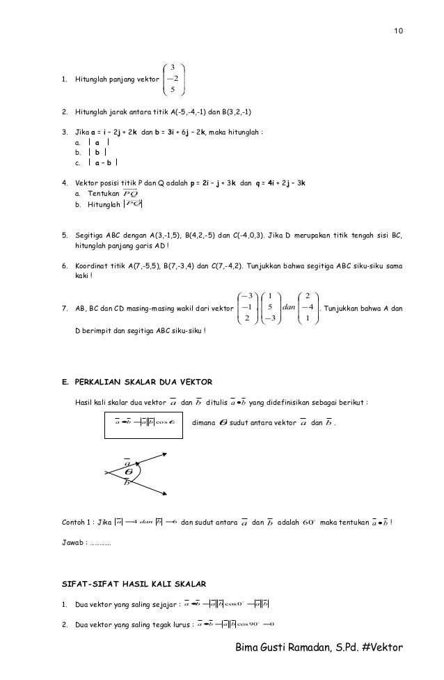 Soal Vektor Matematika Peminatan Kelas 10 Literatur