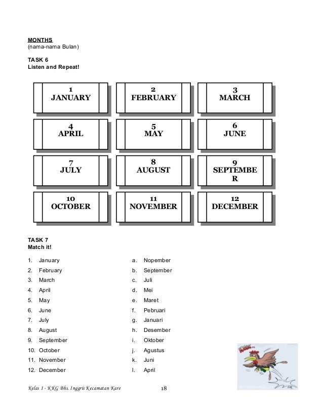 Nama Nama Bulan Dalam Bahasa Inggris