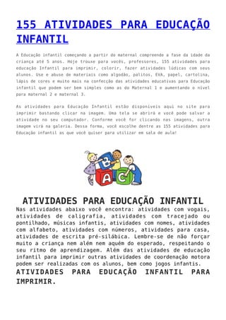 Atividades educação infantil 3 anos em PDF para imprimir