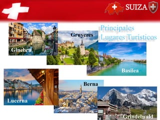 SUIZA
Ginebra
Gruyeres
Berna
Lucerna
Basilea
Grindelwald
Principales
Lugares Turísticos
 