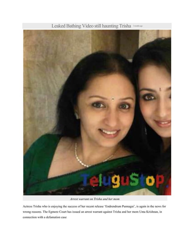 Leaked Bathing Video still haunting Trisha DOCX