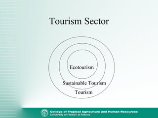 Tourism Sector
Ecotourism
Sustainable Tourism
Tourism
 