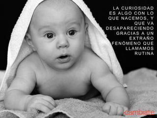 L A C U R I O S I D A D
E S A L G O C O N L O
Q U E N A C E M O S , Y
Q U E V A
D E S A P A R E C I E N D O
G R A C I A S A U N
E X T R A Ñ O
F E N Ó M E N O Q U E
L L A M A M O S
R U T I N A
 