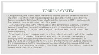 Richard R Torrens LL3 REGISTRATION SYSTEMS AND LAND LAW PRE-2010.pptx
