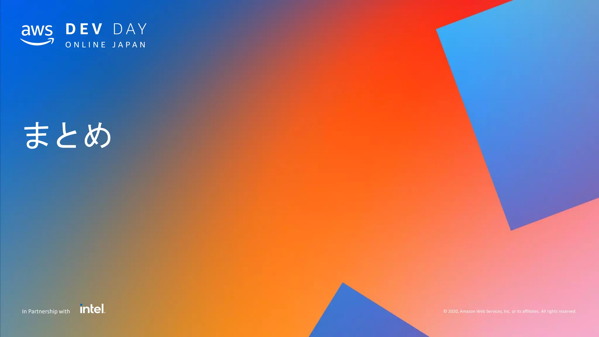 © 2020, Amazon Web Services, Inc. or its affiliates. All rights reserved.In Partnership with
 