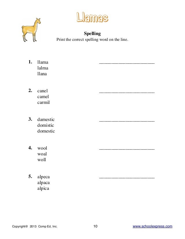 Llamas project.DESCRIPTIVE LANGUAGE FOR SECONDARY STUDENTS