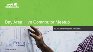 Page1 © Hortonworks Inc. 2011 – 2014. All Rights Reserved
Bay Area Hive Contributor Meetup
16-Nov-2015
LLAP: Live Long and Process!
 