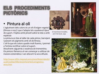 ELS  PROCEDIMENTS PICTÒRICS  Pintura acrílicaL’aglutinant dels colors és cola blanca o làtex, s’adapta bé a molts tipus de suport.L’artista dissol els pigments amb làtex i blanc d'Espanya, la pintura fresca es dissolt amb aigua però un cop seca es molt resistent. La pintura acrílica es treballa de forma semblant a l ’oli però s’asseca molt ràpidament per la qual sovint s'agrega un retardador de secat per tal de poder rectificar si fos necessari. El resultat també és molt semblant a la pintura a l’oli,  tot i que els colors no són tan lluents.Op Art Girl On A Swing