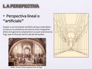 L A LLUMel tenebrismeLa representació de la llum pot ser tant un element de composició com un element expressiu. El tractament que l’autor fa de la mateixa determina ambdós.Llum diàfana i homogènia: equilibri i harmonia.