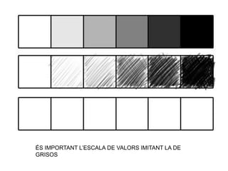 ÉS IMPORTANT L’ESCALA DE VALORS IMITANT LA DE
GRISOS
 