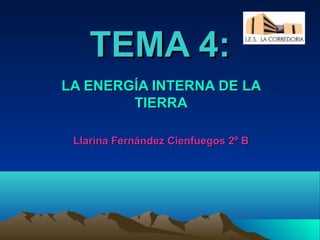 TEMA 4:
LA ENERGÍA INTERNA DE LA
        TIERRA

 Llarina Fernández Cienfuegos 2º B
 