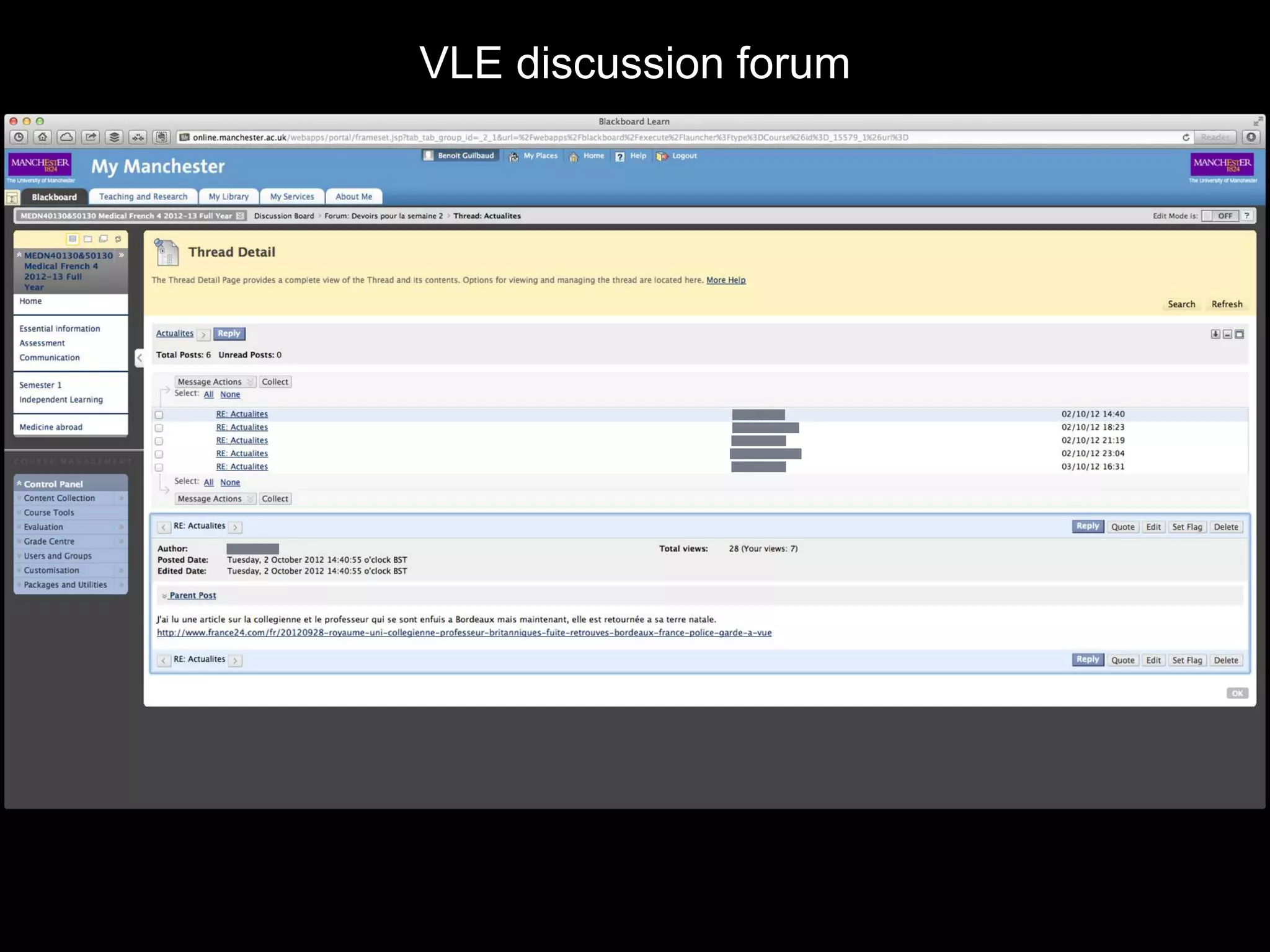 VLE discussion forum
 