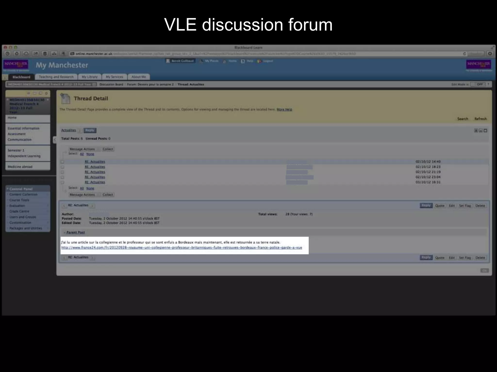 VLE discussion forum
 