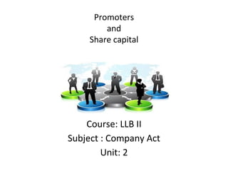 Promoters
and
Share capital
Course: LLB II
Subject : Company Act
Unit: 2
 