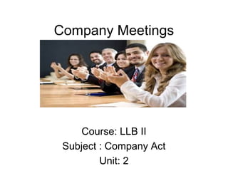 Company Meetings
Course: LLB II
Subject : Company Act
Unit: 2
 
