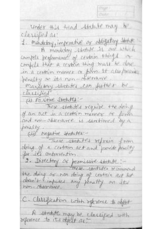 LLB LAW NOTES ON INTERPRETATION OF STATUTES | PDF