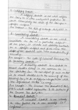 LLB LAW NOTES ON INTERPRETATION OF STATUTES | PDF