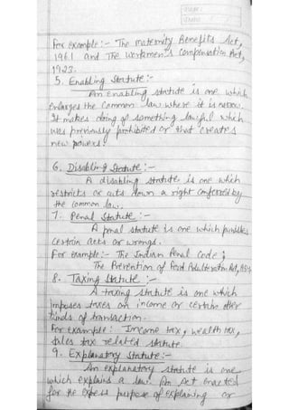 LLB LAW NOTES ON INTERPRETATION OF STATUTES | PDF