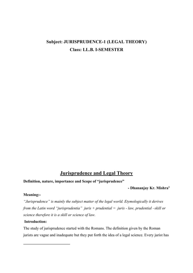 LLB LAW NOTES ON JURISPRUDENCE LEGAL THEORY PDF