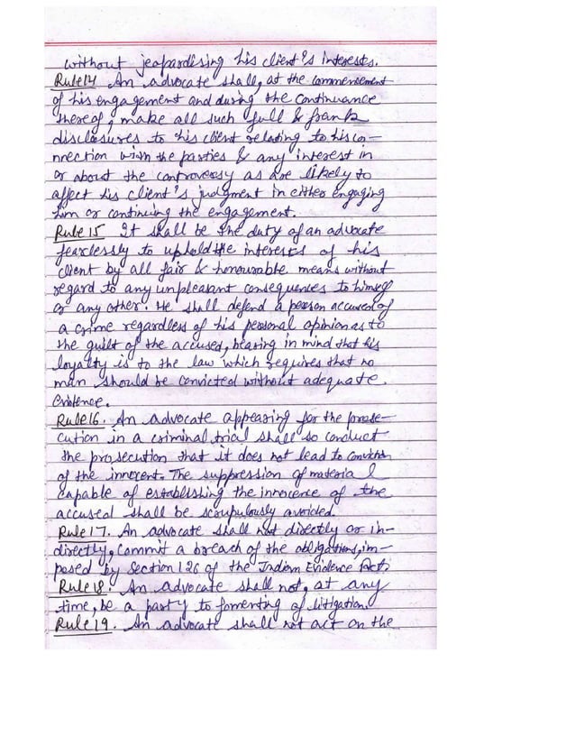 LLB LAW NOTES ON PROFESSIONAL ETHICS AND BAR BENCH RELATIONS