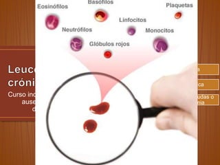 Curso indolente, larga evolución y
ausencia de células muy
diferenciadas(LA)
Deimportanciaen
México
linfocítica
granulocítica
De células peludas o
tricoleucemia
 