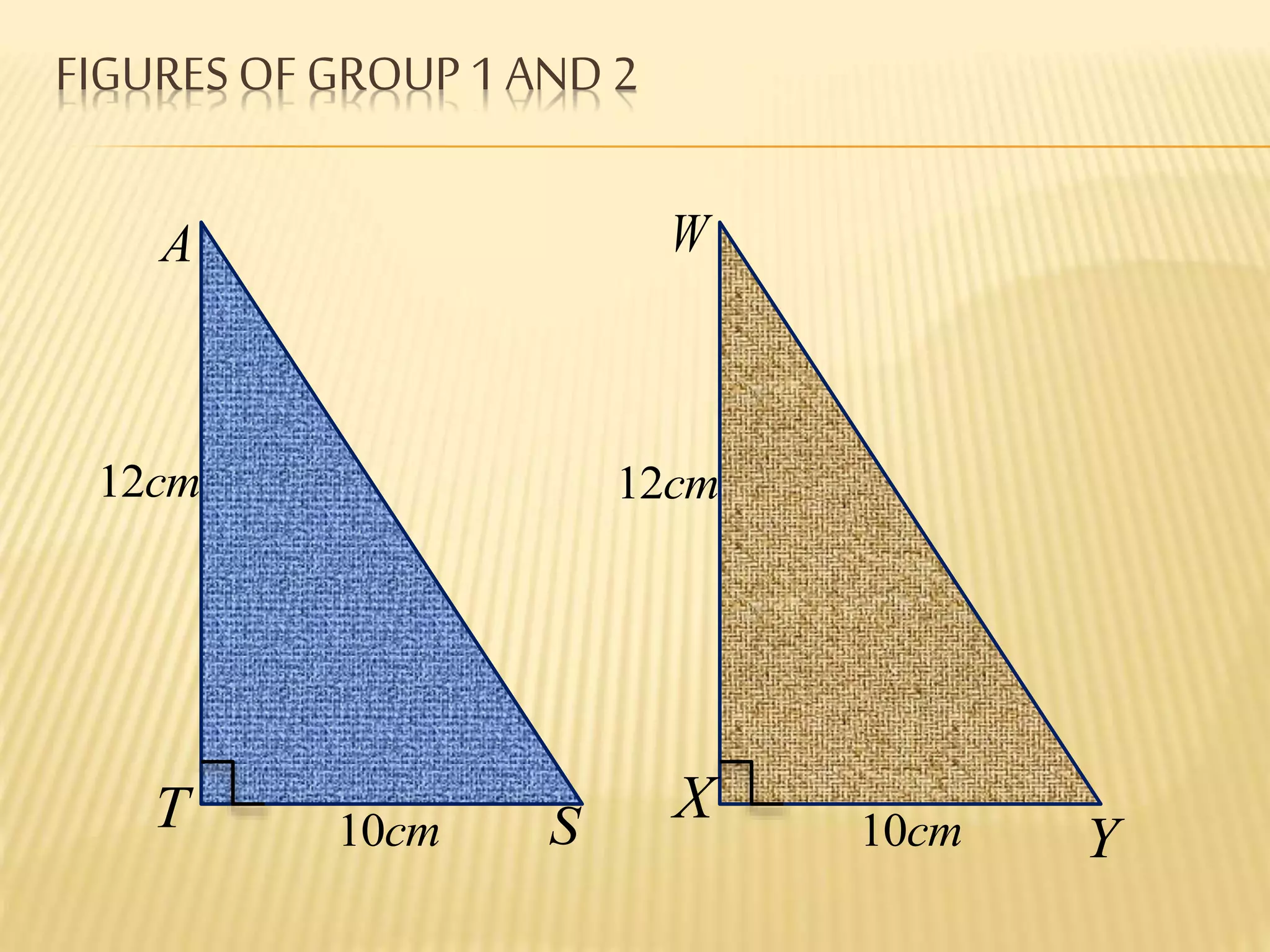 FIGURESOF GROUP 1 AND 2
A
T S
12cm
10cm
W
X
Y
12cm
10cm